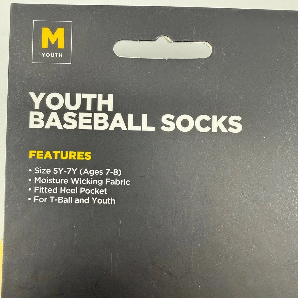 Easton Kids Youth Medium Baseball Socks Black Moisture Wicking T-Ball Athletic